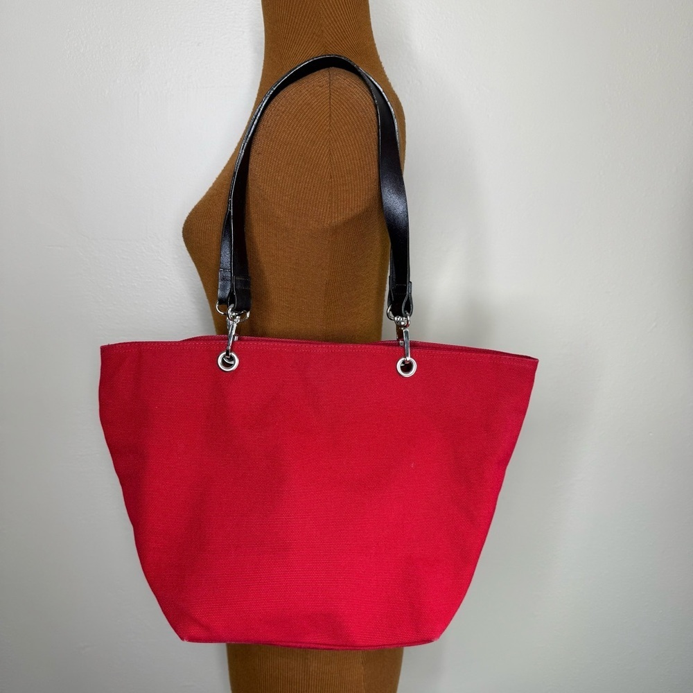 Eddie Bauer Red Cloth Bag Checkered Interior Satchel